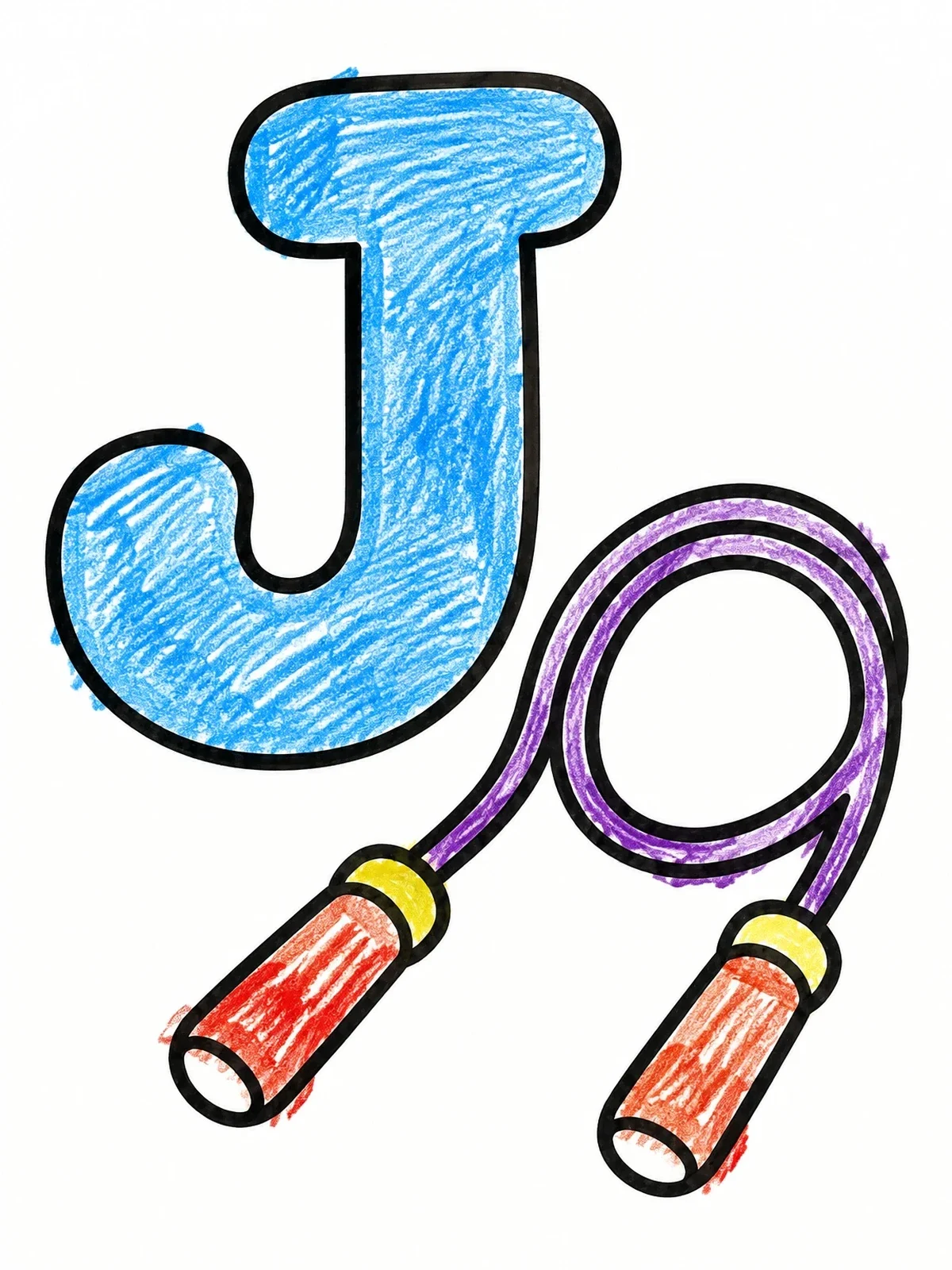 Colored example of the Capital Letter J With Jump Rope coloring page