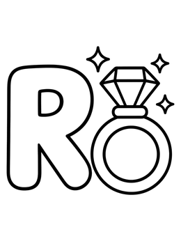 Free printable Capital Letter R With Diamond Ring coloring page