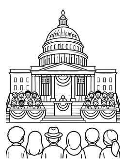 Free printable Capitol Inauguration Ceremony With Crowd coloring page