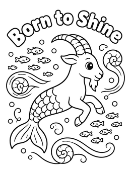 Free printable Born To Shine Sea Goat coloring page