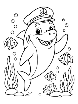 Free printable Captain Shark Grandpa Underwater coloring page