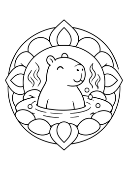 Free printable Capybara In A Warm Spring coloring page