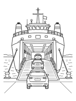 Free printable Car Ferry Loading At Dock coloring page