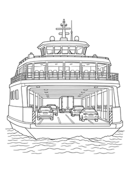 Free printable Car Ferry On The Water coloring page