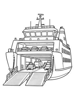 Free printable Car Ferry With Open Ramps coloring page