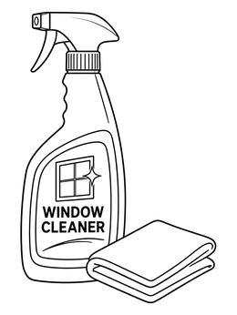 Free printable Window Cleaner Spray And Cleaning Cloth coloring page
