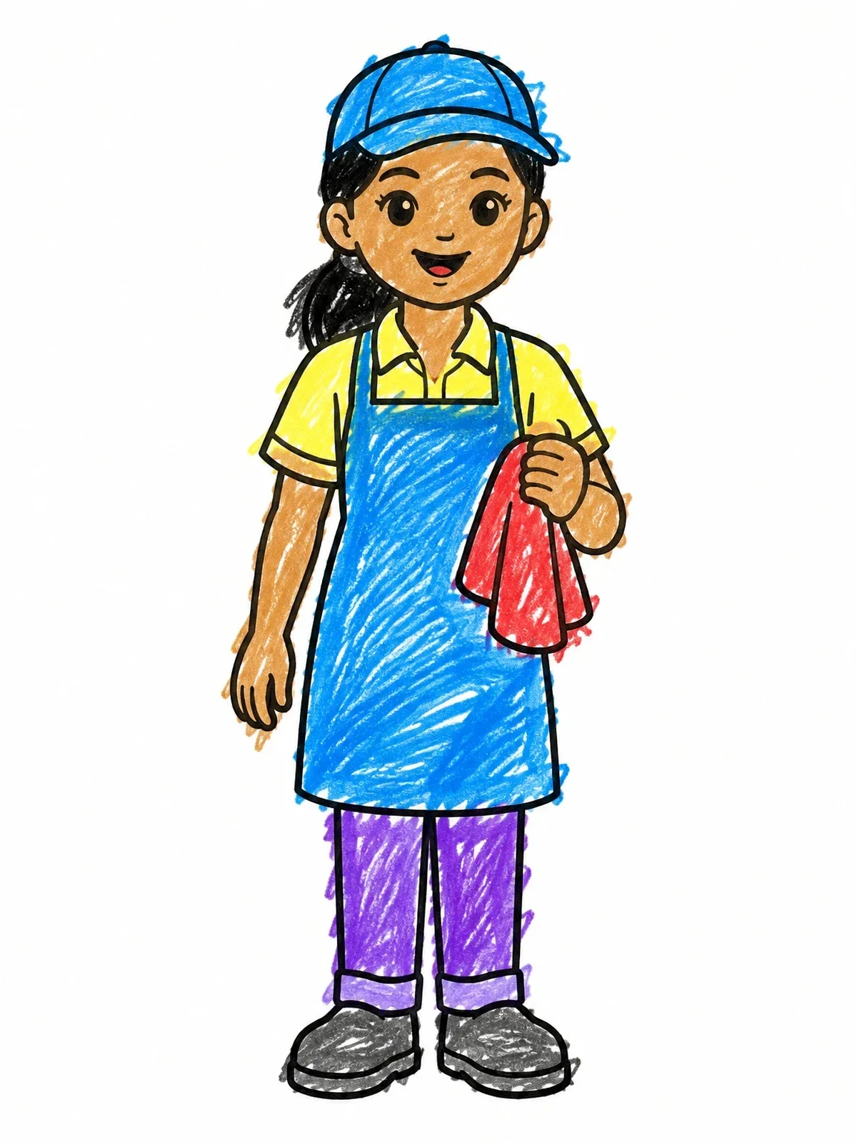 Colored example of the Friendly Car Wash Attendant With Towel coloring page