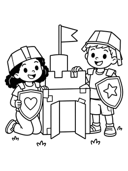 Cardboard Castle Armor Knights coloring page