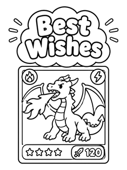 Free printable Dragon Card With Best Wishes coloring page