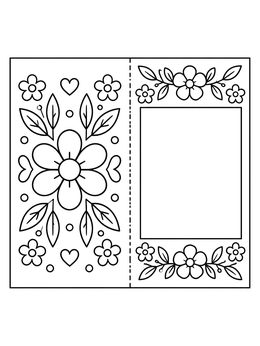 Free printable Foldable Floral Greeting Card Template coloring page