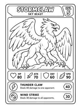 Free printable Stormclaw Fantasy Battle Card coloring page