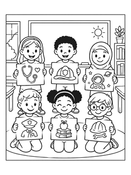 Free printable Children Showing Dream Job Drawings coloring page