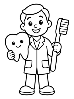 Free printable Friendly Dentist With Tooth And Brush coloring page