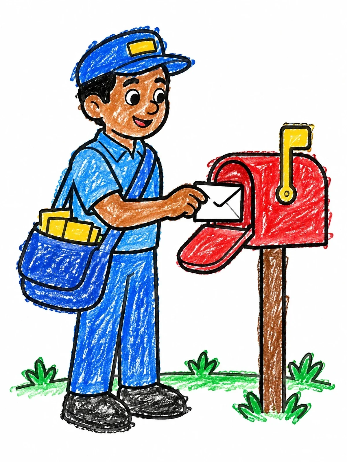 Colored example of the Friendly Mail Carrier Delivering A Letter coloring page