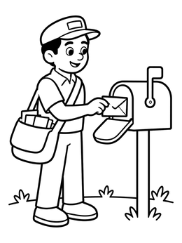 Free printable Friendly Mail Carrier Delivering A Letter coloring page