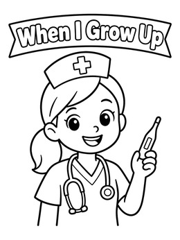 Free printable Friendly Nurse With Thermometer coloring page