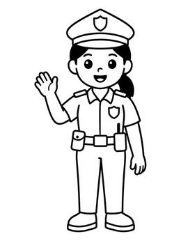 Free printable Friendly Police Officer Waving coloring page