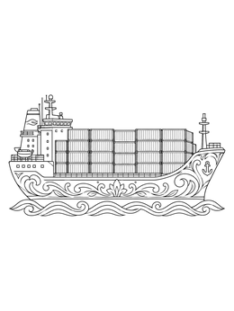 Free printable Decorative Loaded Container Ship coloring page