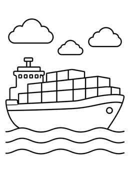 Free printable Cargo Ship On The Ocean coloring page