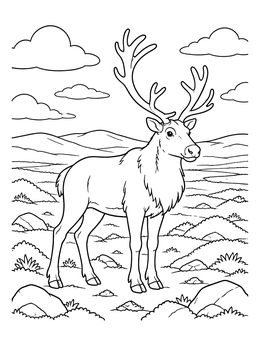 Free printable Caribou In The Arctic Tundra coloring page