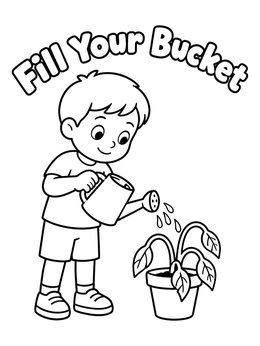 Free printable Boy Watering A Thirsty Plant coloring page
