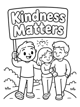 Free printable Friends Walking With Kindness Sign coloring page