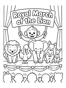 Free printable Carnival Animals Bowing On Stage coloring page