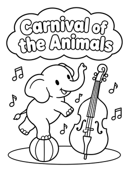 Free printable Carnival Elephant With Double Bass coloring page