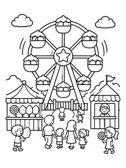 Free printable Carnival Ferris Wheel In The Park coloring page