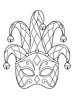 Free printable Carnival Jester Masquerade Mask coloring page