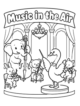 Free printable Animal Orchestra With Swan Conductor coloring page