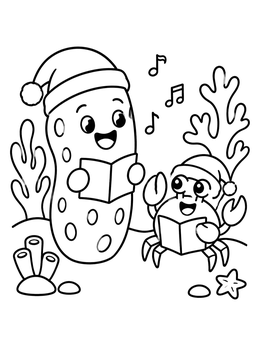 Free printable Caroling Sea Sponge And Crab coloring page