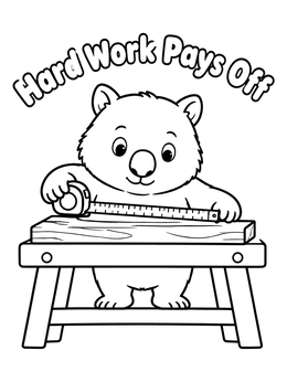 Free printable Carpenter Wombat At Workbench coloring page
