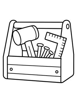 Free printable Wooden Toolbox With Tools coloring page