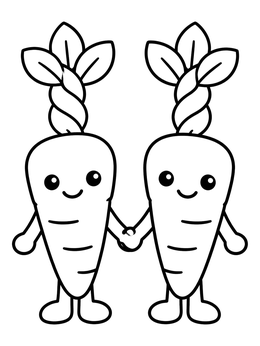 Free printable Carrot Buddies Holding Hands coloring page