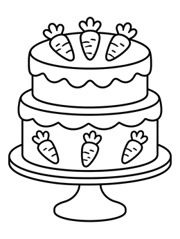 Free printable Carrot Decorated Two Layer Cake coloring page