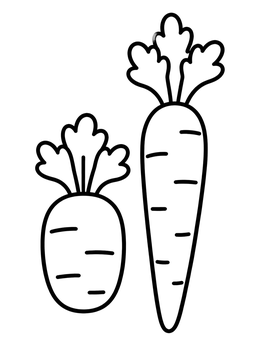 Free printable Round Baby Carrot And Slender Carrot coloring page