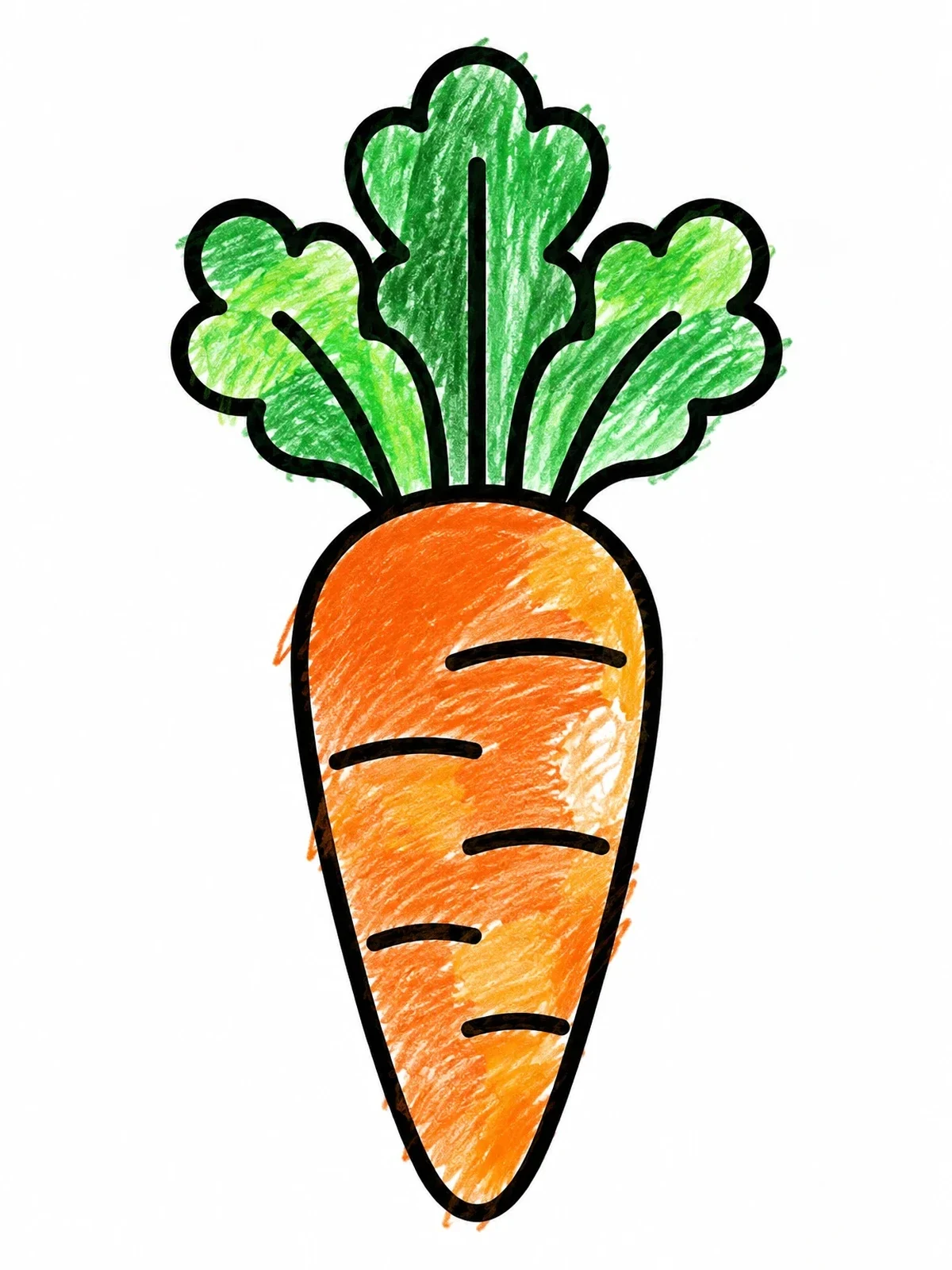 Colored example of the Simple Cartoon Carrot With Leaves coloring page