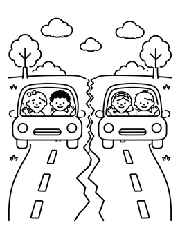 Free printable Cars Stopped Beside A Road Crack coloring page