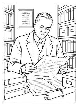 Free printable Carter G. Woodson In The Archive coloring page