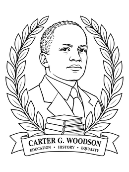 Free printable Carter G. Woodson Laurel Portrait coloring page