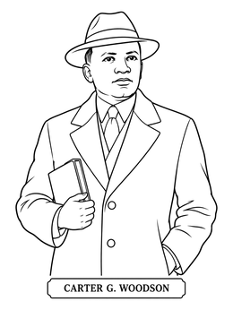 Free printable Carter G. Woodson In Vintage Overcoat coloring page