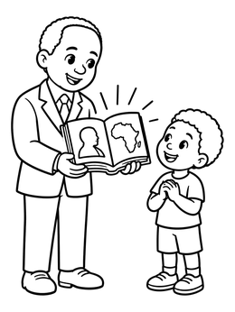 Free printable Carter G. Woodson Sharing History coloring page