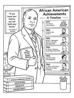 Free printable Dr. Carter G. Woodson And History Timeline coloring page