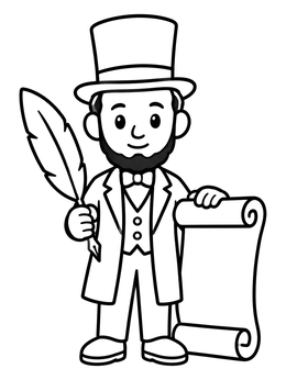 Free printable Cartoon Abraham Lincoln With Quill coloring page