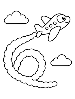 Free printable Cartoon Airplane Looping In The Sky coloring page