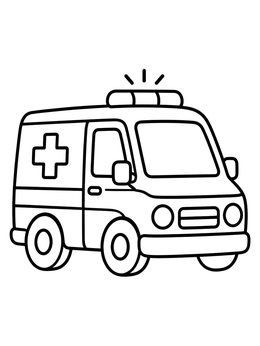 Free printable Cartoon Ambulance With Flashing Siren coloring page