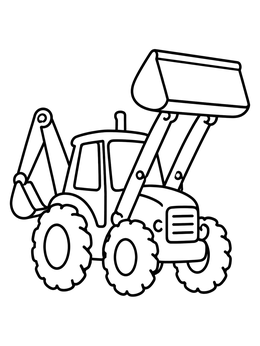 Free printable Cartoon Backhoe Loader With Raised Bucket coloring page