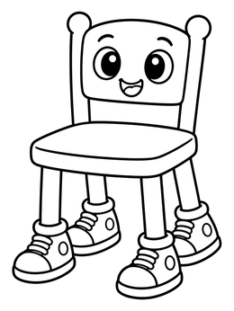 Free printable Happy Cartoon Chair In Sneakers coloring page