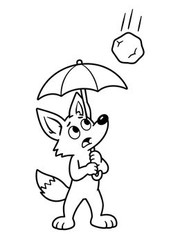 Free printable Cartoon Coyote With Umbrella And Falling Rock coloring page